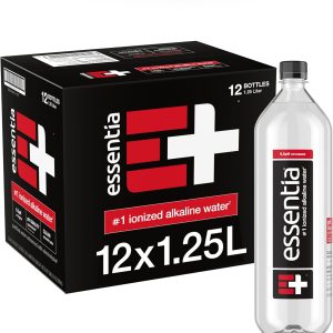 Essentia Water LLC , 99.9% Pure, Infused with Electrolytes for a Smooth Taste, pH 9.5 or Higher; Ionized Alkaline Water, Black, 42.3 Fl Oz (Pack of 12)